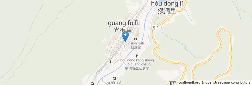 Mapa de ubicacion de 猴硐火車站 en Taiwan, Nuova Taipei, Distretto Di Ruifang.