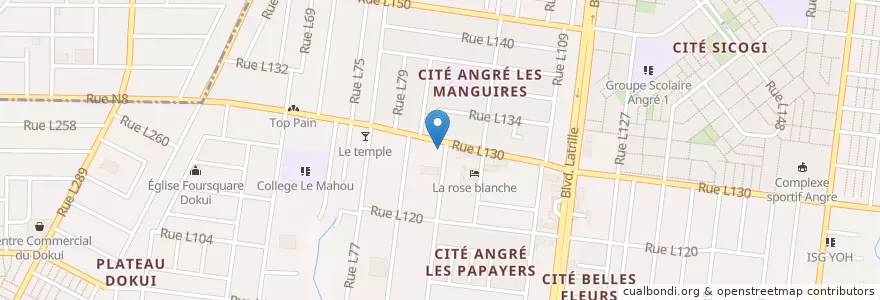 Mapa de ubicacion de Pharmacie Saint Ambroise en 코트디부아르, 아비장, Cocody.