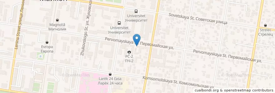 Mapa de ubicacion de Pizza en Rusya Federasyonu, Южный Федеральный Округ, Krasnodar Krayı, Адыгея, Городской Округ Майкоп.