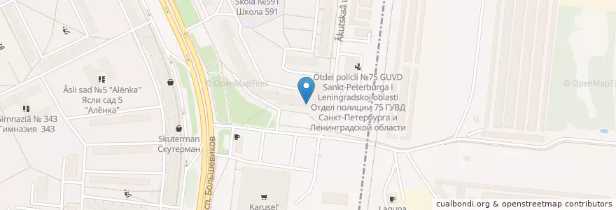 Mapa de ubicacion de Хеликс en Russland, Föderationskreis Nordwest, Oblast Leningrad, Sankt Petersburg, Невский Район, Округ № 54.