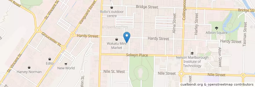 Mapa de ubicacion de Nicola's Cantina en New Zealand, Nelson.