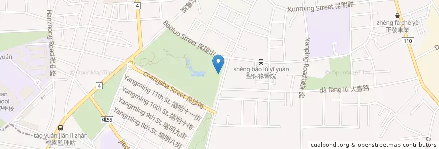 Mapa de ubicacion de 陽明運動公園(建新街) en 台湾, 桃園市, 桃園区.
