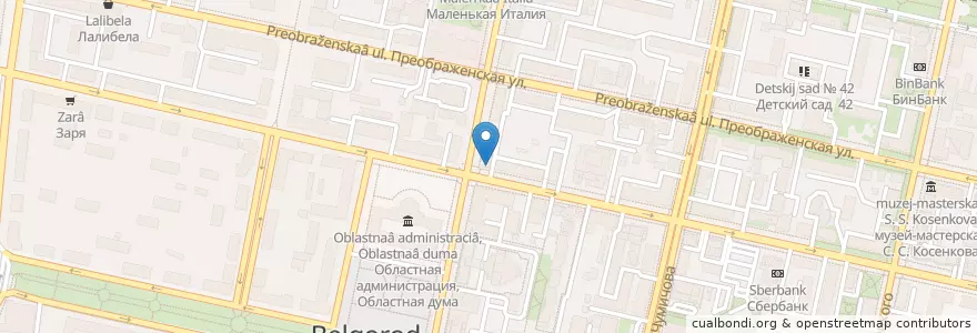 Mapa de ubicacion de Альфа-Банк en Rusland, Centraal Federaal District, Oblast Belgorod, Белгородский Район, Городской Округ Белгород.