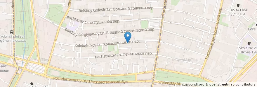 Mapa de ubicacion de Shishacity en Rússia, Distrito Federal Central, Москва, Центральный Административный Округ, Мещанский Район.