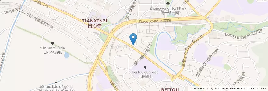 Mapa de ubicacion de 蕎萁早午餐 en Тайвань, Новый Тайбэй, Тайбэй, 北投區.