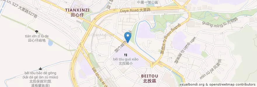 Mapa de ubicacion de 元食堂 en Taïwan, Nouveau Taipei, Taipei, 北投區.