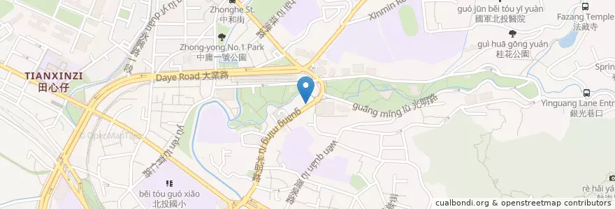 Mapa de ubicacion de 轉角麵館 en 台湾, 新北市, 台北市, 北投区.