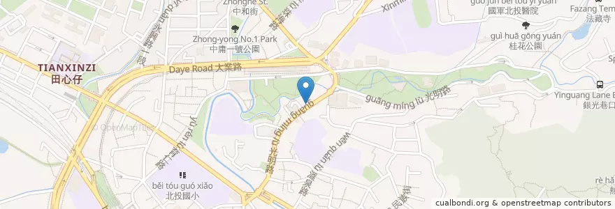 Mapa de ubicacion de 古早味蹄膀飯 en 台湾, 新北市, 台北市, 北投区.