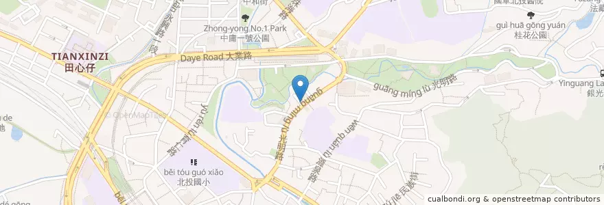 Mapa de ubicacion de 岡山眷村涼麵 en Taiwán, Nuevo Taipéi, Taipéi, 北投區.
