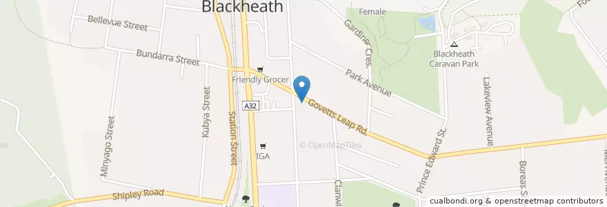 Mapa de ubicacion de Blackheath Bar & Bistro en オーストラリア, ニューサウスウェールズ, Blue Mountains City Council.