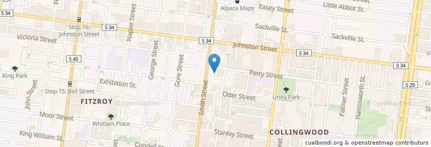 Mapa de ubicacion de Above Board en Австралия, Виктория, City Of Yarra.