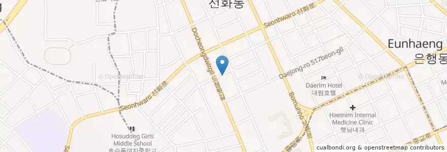 Mapa de ubicacion de 한양왕족발 en 대한민국, 대전, 중구.