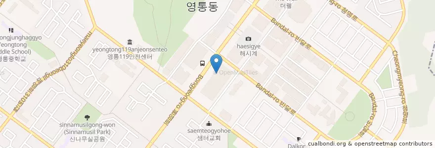 Mapa de ubicacion de Dunkin' Donuts en Südkorea, Gyeonggi-Do, 수원시, 영통구.