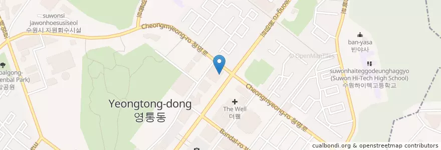 Mapa de ubicacion de SC제일은행 en 대한민국, 경기도, 수원시, 영통구.