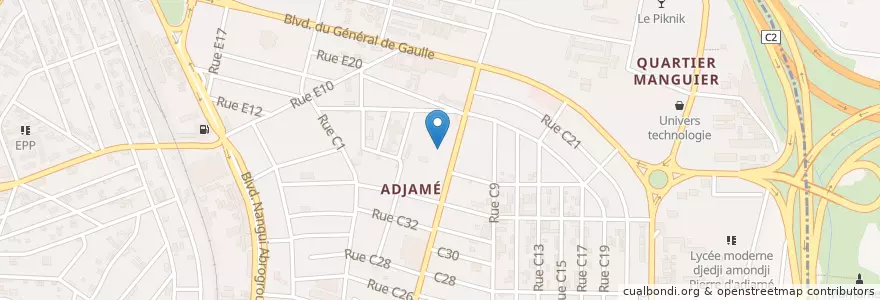 Mapa de ubicacion de Gare CTE Adjamé en Fildişi Sahili, Abican, Adjamé.