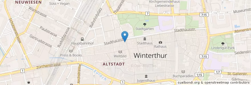 Mapa de ubicacion de Vollenweider Gelateria en Schweiz/Suisse/Svizzera/Svizra, Zürich, Bezirk Winterthur, Winterthur.