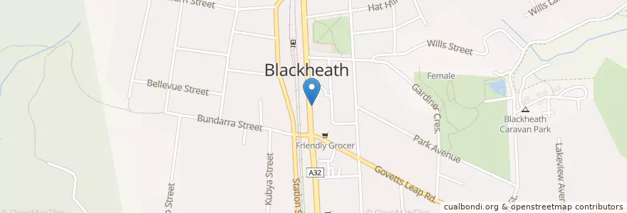 Mapa de ubicacion de Blackheath General Store en Australië, Nieuw-Zuid-Wales, Blue Mountains City Council.