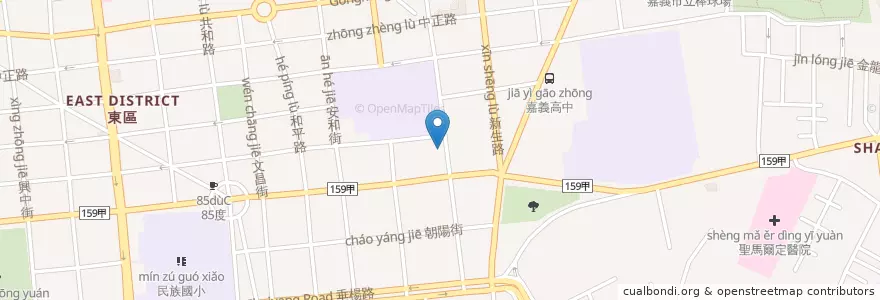 Mapa de ubicacion de 半畝田 en Taiwan, Provincia Di Taiwan, Chiayi, Contea Di Chiayi, 東區.
