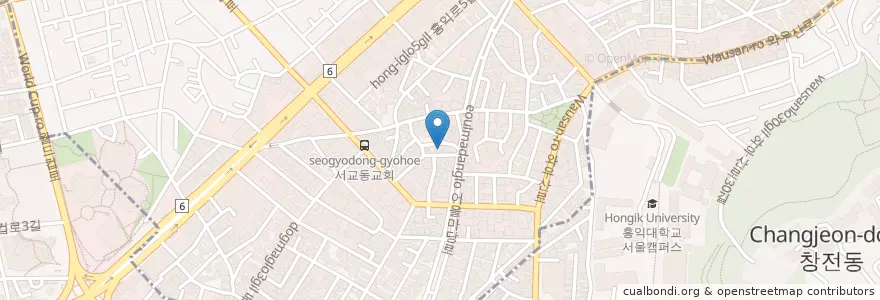 Mapa de ubicacion de 충화가정 en Südkorea, Seoul, 마포구, 서교동.