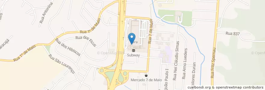 Mapa de ubicacion de McDonald's en البَرَازِيل, المنطقة الجنوبية, سانتا كاتارينا, Região Geográfica Intermediária De Blumenau, Microrregião De Blumenau, بلوميناو.