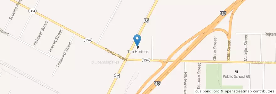 Mapa de ubicacion de Tim Hortons en Stati Uniti D'America, New York, Erie County, Buffalo.