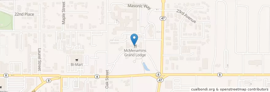 Mapa de ubicacion de McMenamins Grand Lodge en الولايات المتّحدة الأمريكيّة, أوريغون, Washington County, Forest Grove.