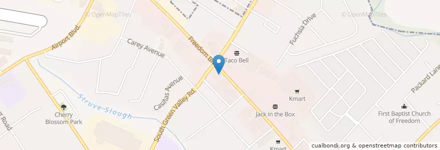 Mapa de ubicacion de Wooden Nickle Bar & Grill en 미국, 캘리포니아주, Santa Cruz County, Watsonville.
