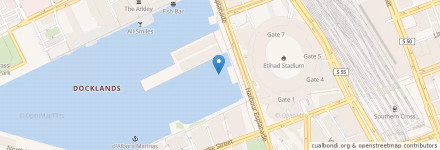 Mapa de ubicacion de Port Phillip Ferries (Geelong-Docklands) en 오스트레일리아, Victoria, City Of Melbourne.