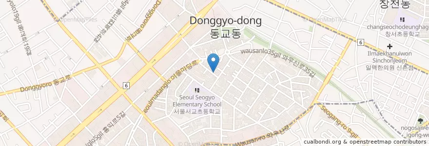 Mapa de ubicacion de 부야스곱창 en Coreia Do Sul, Seul, 마포구, 서교동.