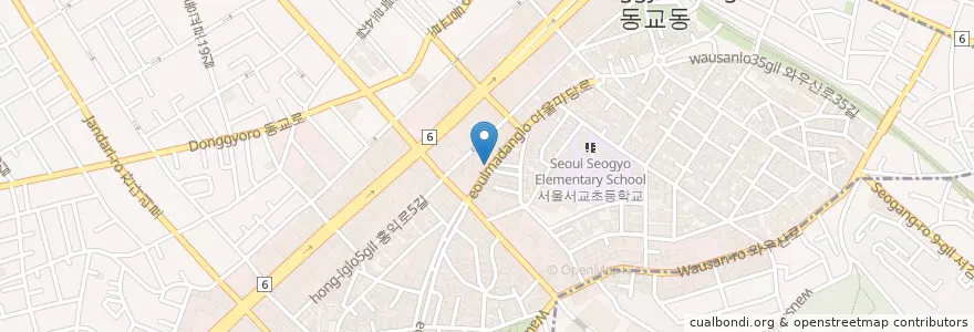 Mapa de ubicacion de 삼겹의 신 en Corea Del Sud, Seul, 마포구, 서교동.