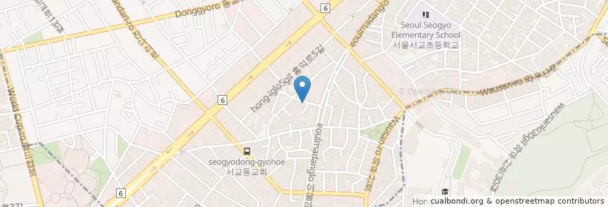 Mapa de ubicacion de 심슨탕 en Korea Selatan, 서울, 마포구, 서교동.