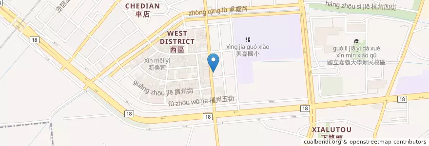 Mapa de ubicacion de Morning Pani Brunch en Tayvan, 臺灣省, 嘉義市, 嘉義縣, 西區.