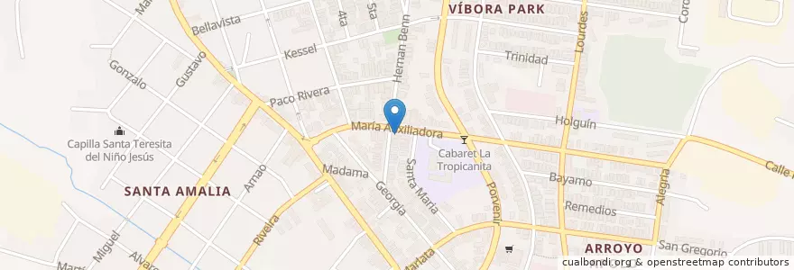 Mapa de ubicacion de Logia masónica Guillermo Francisco Acosta en Cuba, La Habana, Arroyo Naranjo, Diez De Octubre.