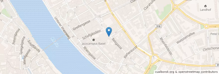Mapa de ubicacion de Parkhaus Rebgasse en Svizzera, Basilea Città, Basel.