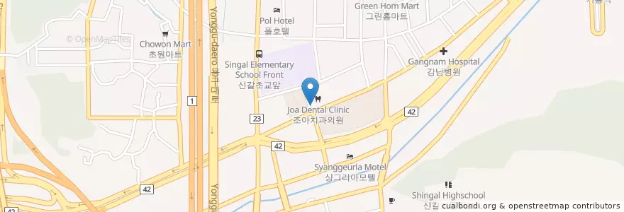 Mapa de ubicacion de 찬찬정형외과의원 en کره جنوبی, گیونگی-دو, 용인시, 기흥구.