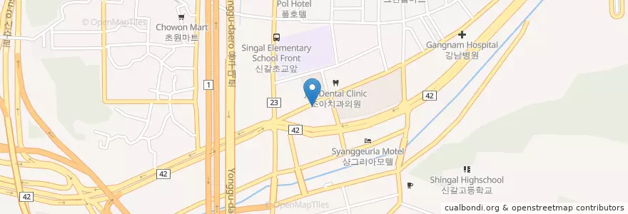 Mapa de ubicacion de 마이구미떡볶이 en 大韓民国, 京畿道, 竜仁市, 器興区.