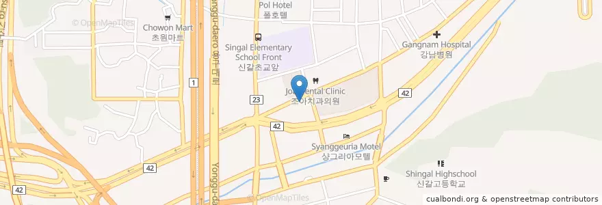 Mapa de ubicacion de 참숲양꼬치 en Corée Du Sud, Gyeonggi, 용인시, 기흥구.
