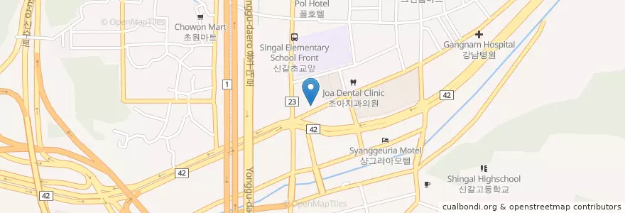 Mapa de ubicacion de 생고기김치찌개 en Республика Корея, Кёнгидо, 용인시, 기흥구.