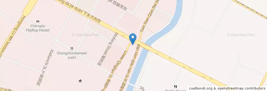Mapa de ubicacion de 何师烧烤 en China, Sichuan, Chengdu City, Jinjiang District, 合江亭街道 / Hejiangting.