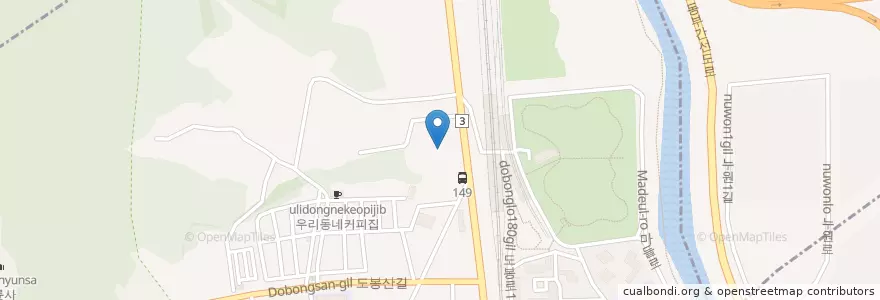 Mapa de ubicacion de 도봉산역 광역환승센터 주차장 en Güney Kore, Seul, 경기도, 도봉구, 의정부시.