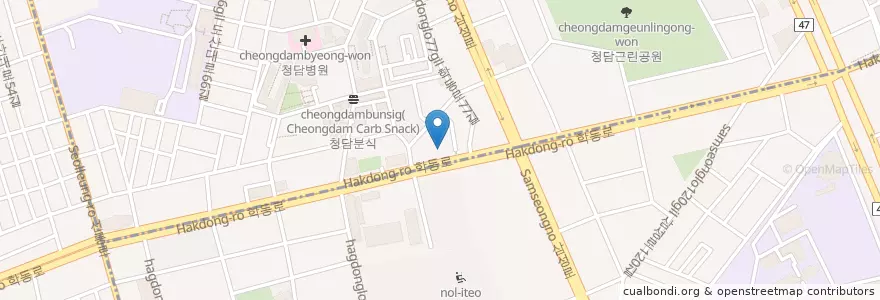 Mapa de ubicacion de 강정이넘치는집 en Güney Kore, Seul, 강남구, 삼성동.