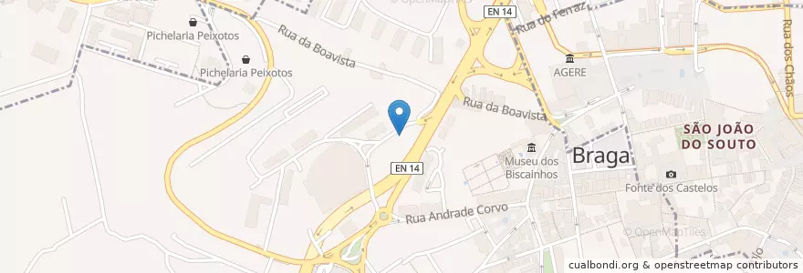 Mapa de ubicacion de Café Roby en ポルトガル, ノルテ, Braga, Cávado, Braga, Maximinos, Sé E Cividade.