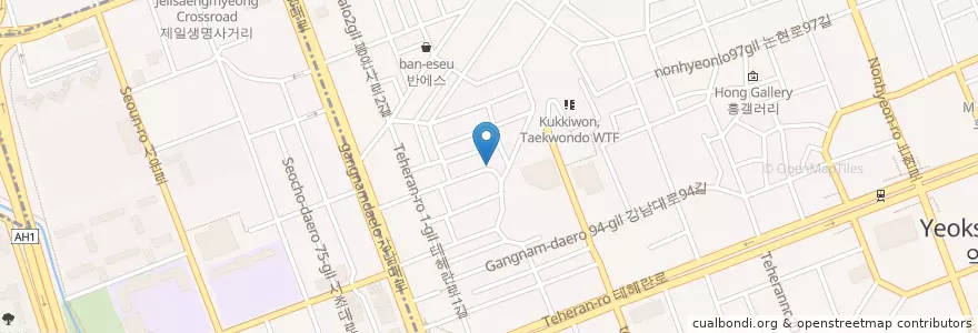 Mapa de ubicacion de 브라운홀릭 en 韩国/南韓, 首尔, 江南區, 瑞草區, 역삼동, 역삼1동.