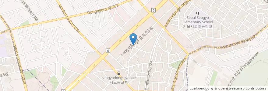 Mapa de ubicacion de lpbar en Corea Del Sud, Seul, 마포구, 서교동.