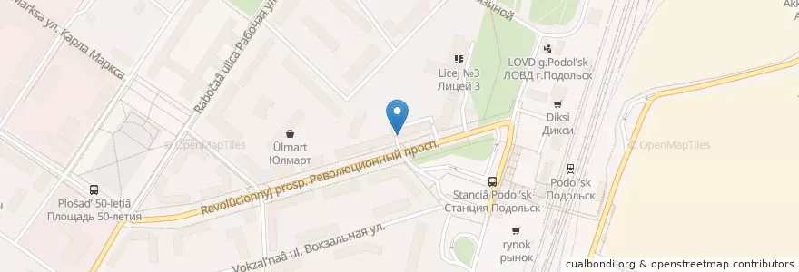 Mapa de ubicacion de Будь здоров! en Rusland, Centraal Federaal District, Oblast Moskou, Городской Округ Подольск.
