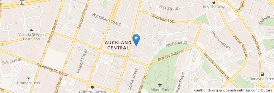 Mapa de ubicacion de Mojo Durham en New Zealand, Auckland, Waitematā.
