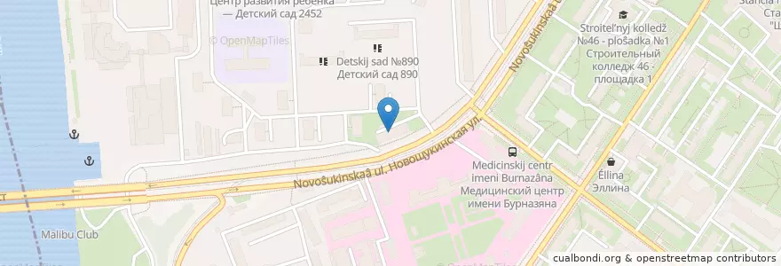 Mapa de ubicacion de Детская поликлиника № 58. Филиал № 2 en Rússia, Distrito Federal Central, Москва, Северо-Западный Административный Округ, Район Щукино.