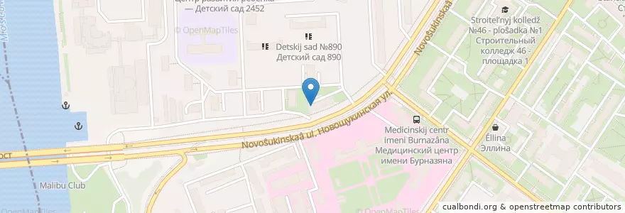 Mapa de ubicacion de Молочная кухня en Russie, District Fédéral Central, Moscou, Северо-Западный Административный Округ, Район Щукино.