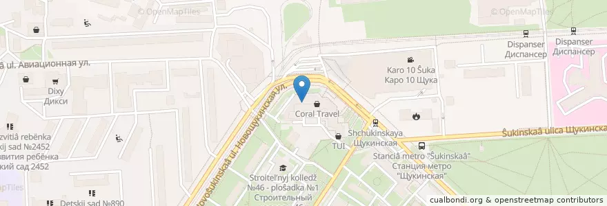 Mapa de ubicacion de Здоров.ру en Rusia, Distrito Federal Central, Москва, Северо-Западный Административный Округ, Район Щукино.