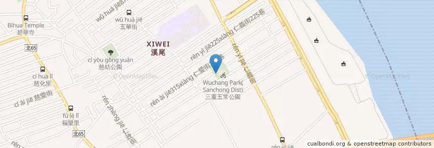 Mapa de ubicacion de 新北市三重區五常地下停車場(出口) en تايوان, تايبيه الجديدة.